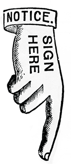 mano señalando a la zona donde está la suscripción al boletin